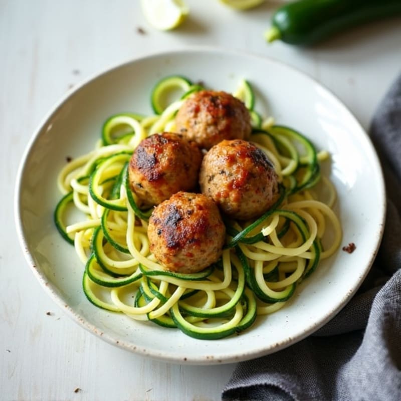Lean Turkey-Chicken Protein Meatballs with Zucchini Noodles