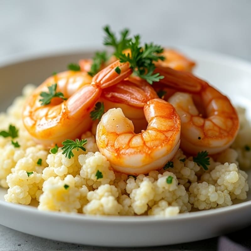 Garlic-Lemon Pan Seared Shrimp with Herb Cauliflower Rice