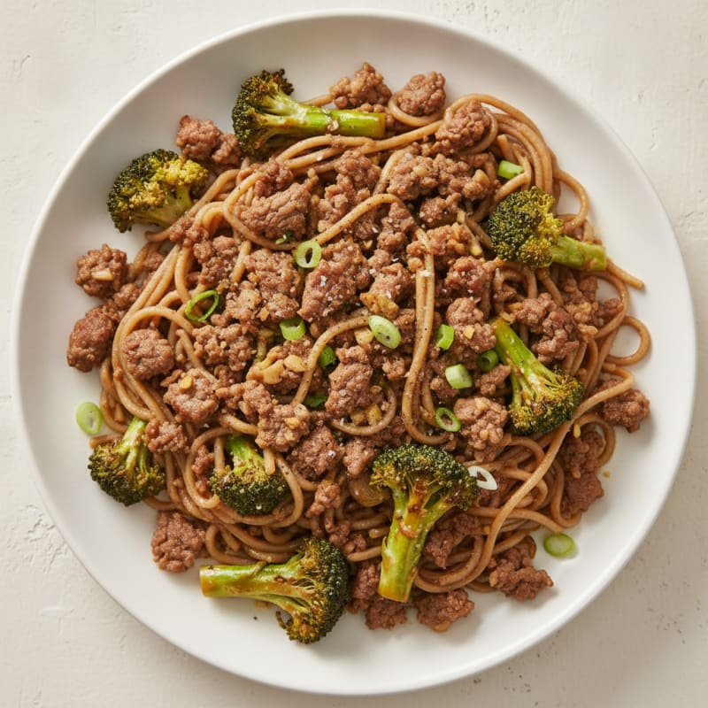 Savory Ground Beef and Soba Noodle Skillet