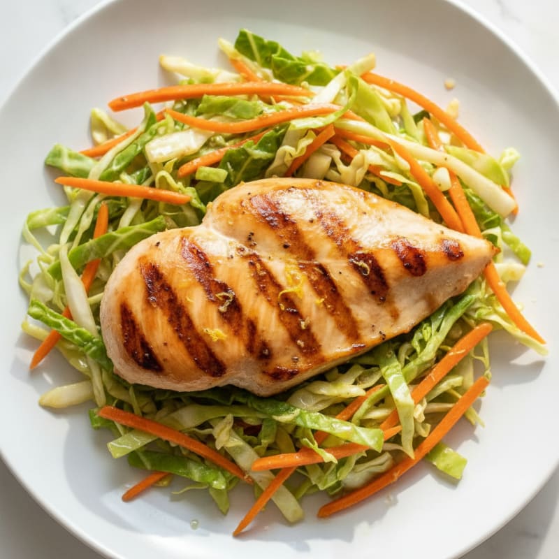 Grilled Chicken Breast with Crunchy Cabbage Slaw