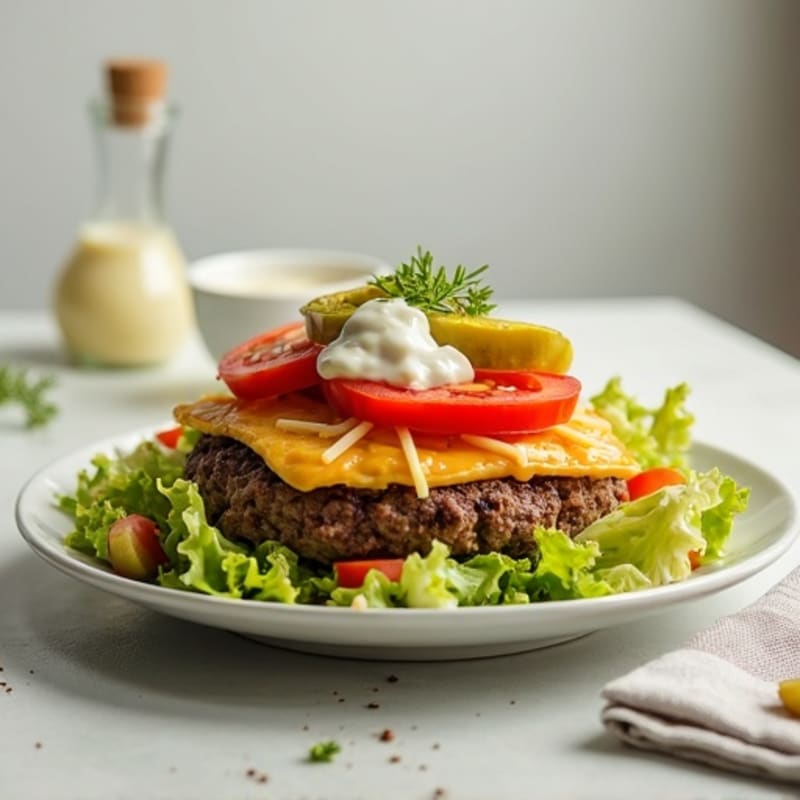Protein-Packed Lean Ground Beef Big Mac-Style Salad with Creamy Dressing