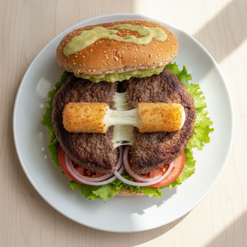 Mozzarella Stick Beef Burger