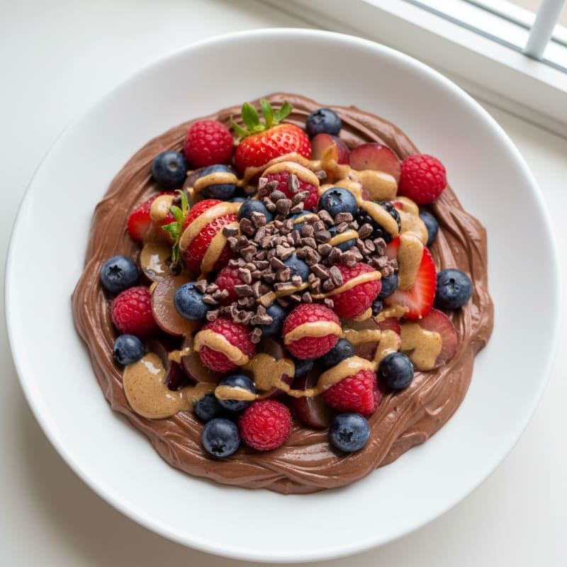 Creamy Greek Yogurt with Chocolate Protein and Mixed Berries