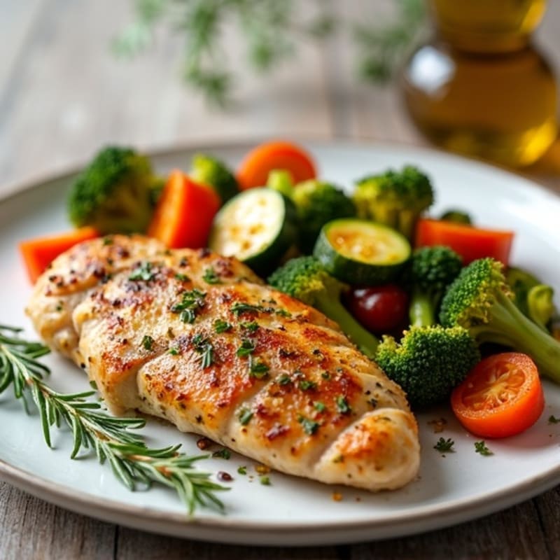 Herb-Crusted Pan Seared Chicken with Roasted Vegetables