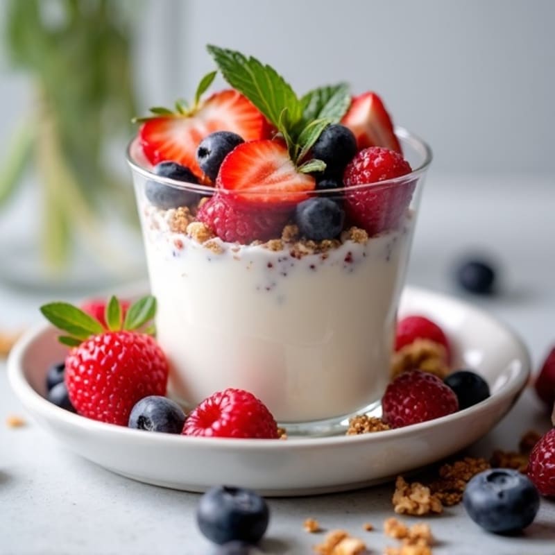 Silky Greek Yogurt Protein Parfait with Mixed Berries