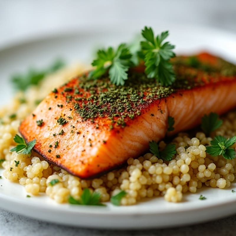 Herb-Crusted Pan Seared Salmon with Quinoa