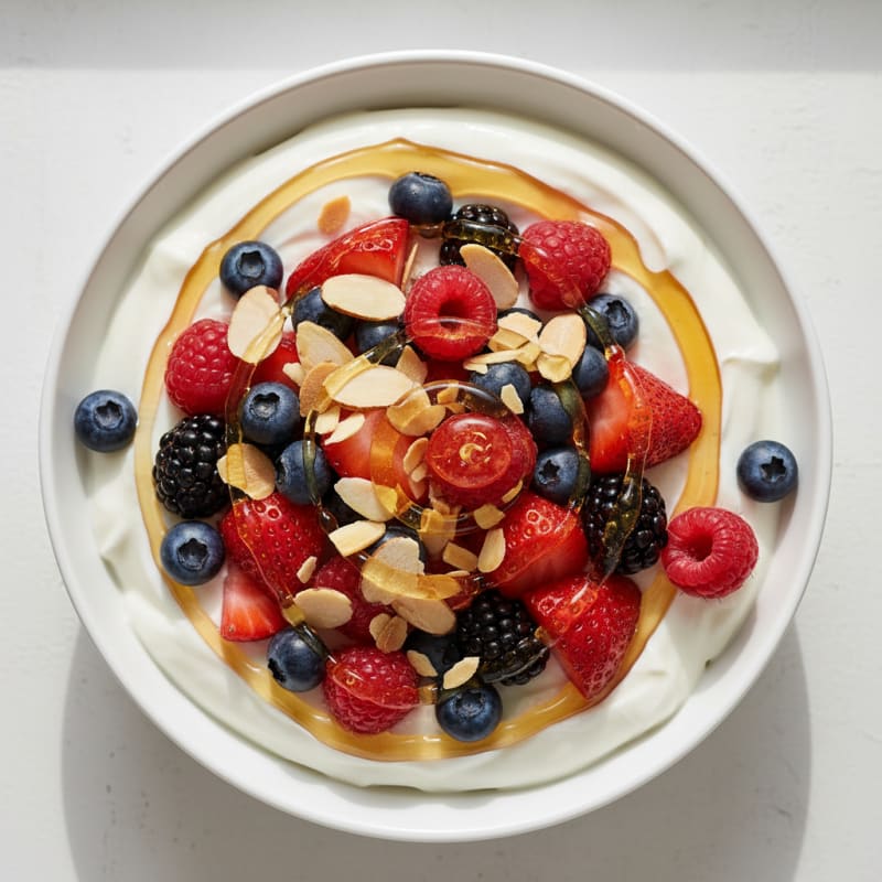 Creamy Greek Yogurt Bowl with Mixed Berries and Almonds