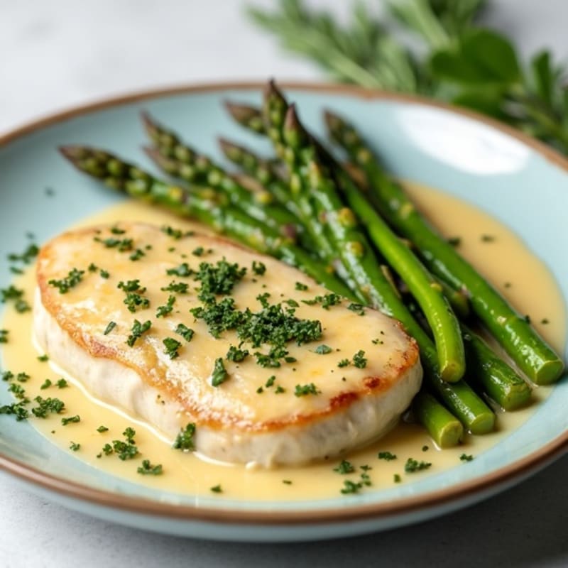 Creamy Lemon Herb Chicken with Roasted Asparagus