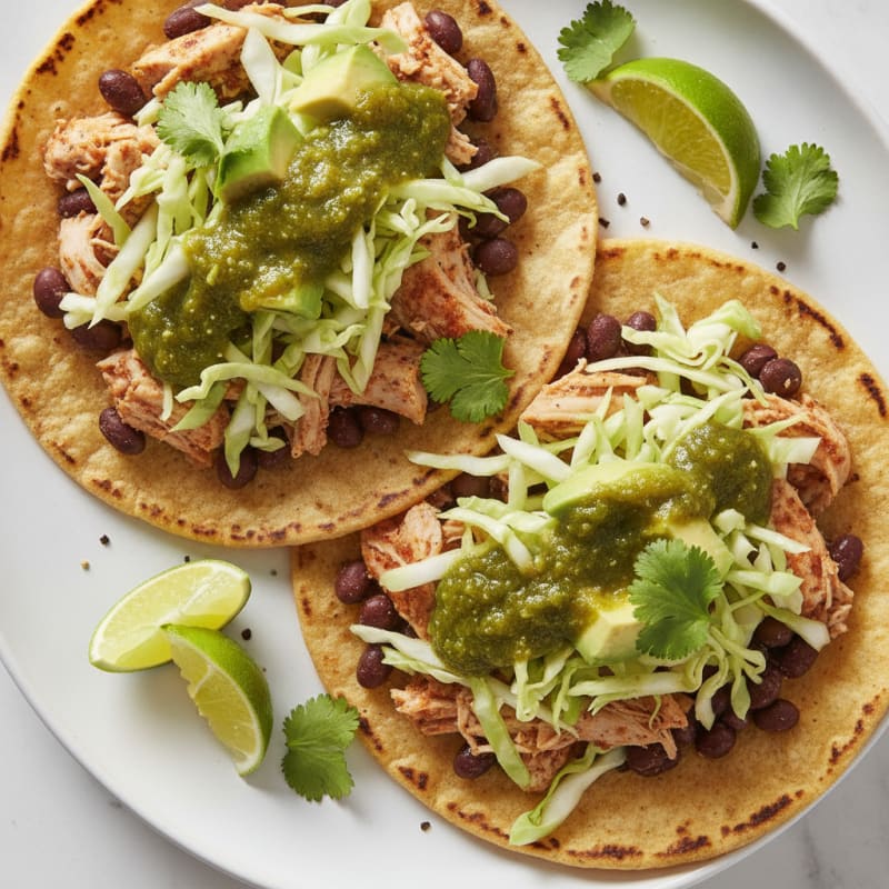 Shredded Chicken and Black Bean Tostadas