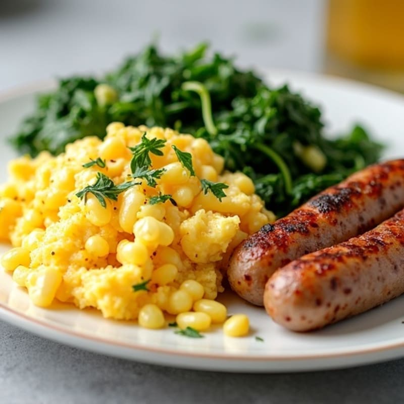 Scrambled Egg Whites with Turkey Sausage and Spinach