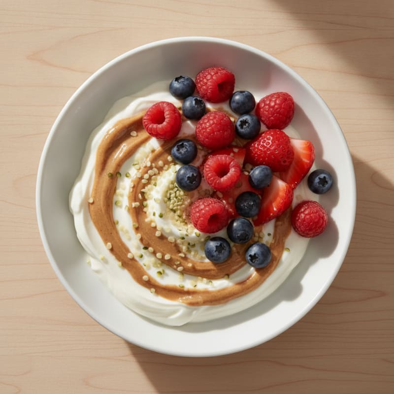 Creamy Greek Yogurt Bowl with Mixed Berries and Almond Butter
