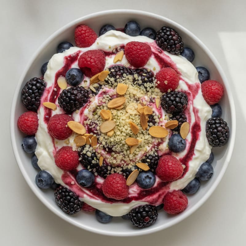 Greek Yogurt Protein Parfait with Mixed Berries