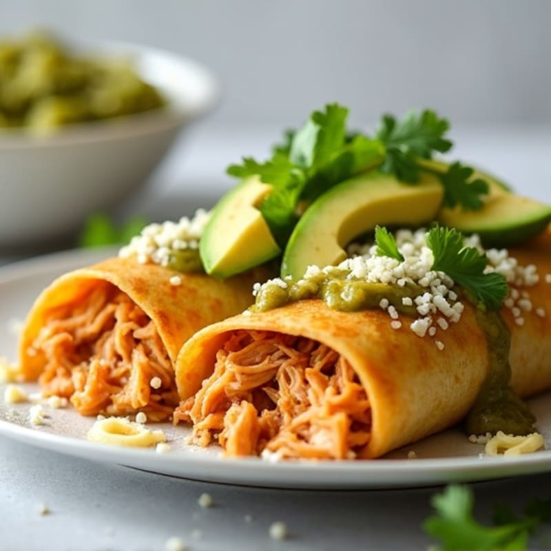 Salsa Verde Shredded Chicken Enchiladas