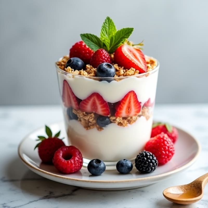 Greek Yogurt Protein Parfait with Mixed Berries