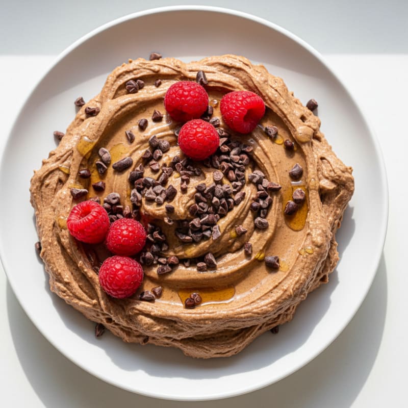 Chocolate Protein Mousse with Almond Butter Swirl