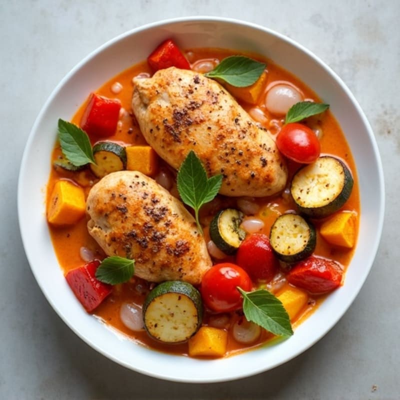 Creamy Healthy Chicken Tikka Masala with Roasted Vegetables