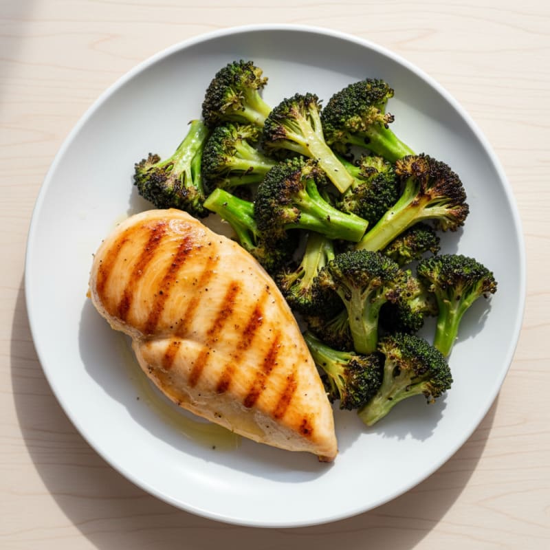 Grilled Chicken Breast with Roasted Broccoli