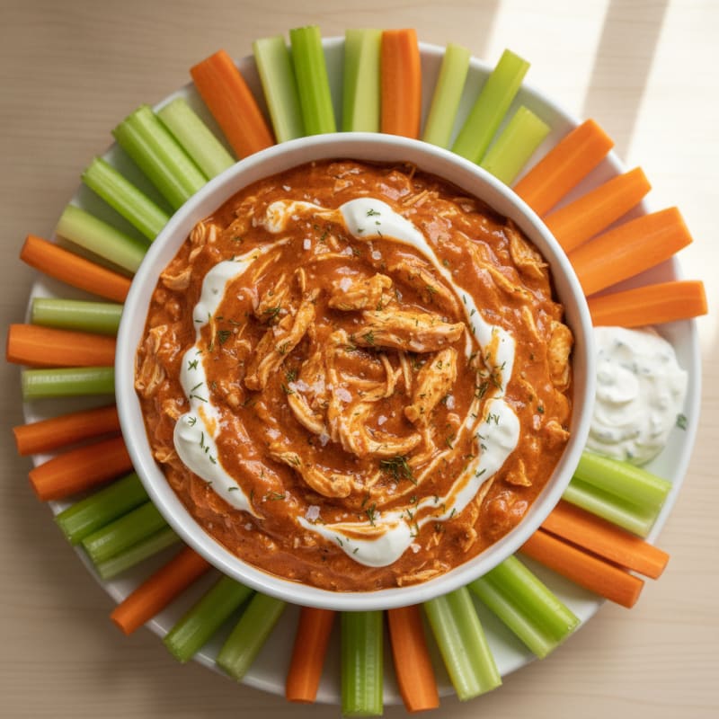 Clean Buffalo Chicken Dip with Ranch Veggies