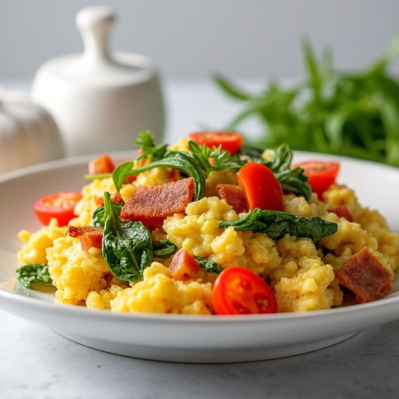 Egg White Veggie Scramble with Turkey Bacon