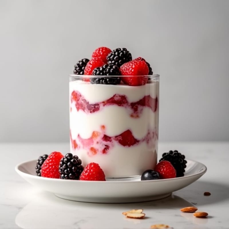 Greek Yogurt Protein Parfait with Mixed Berries and Almonds