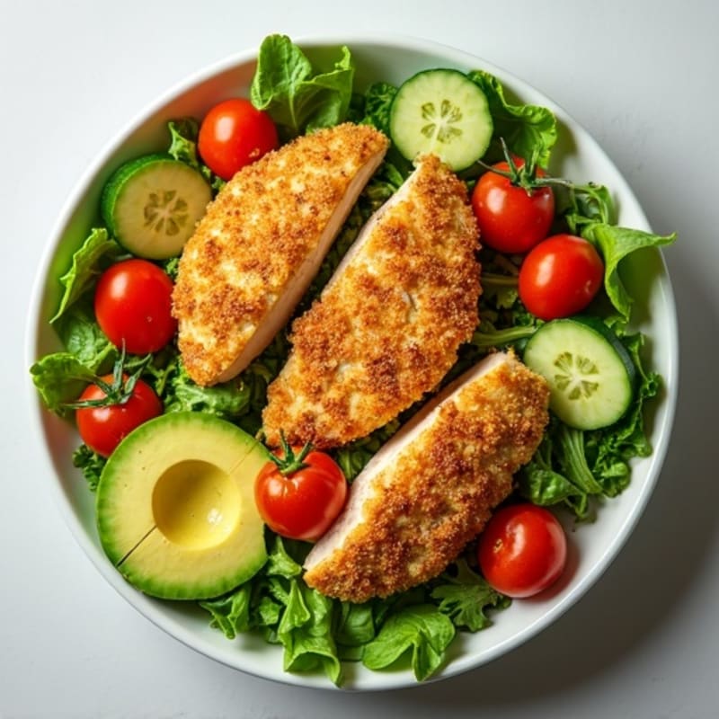 Crispy Chicken and Avocado Salad Bowl