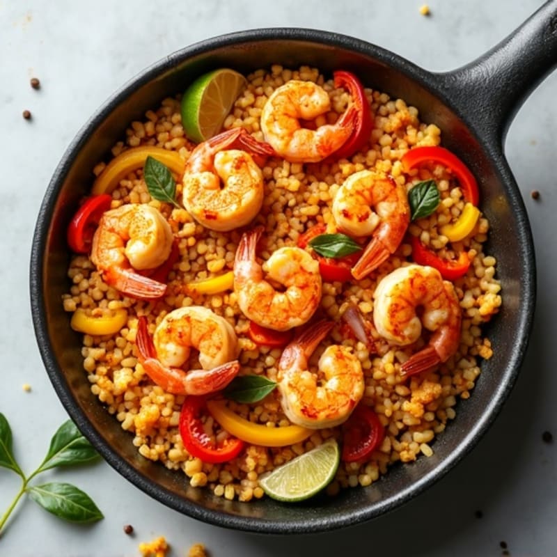 Spicy Shrimp and Chicken Cauliflower Rice Skillet