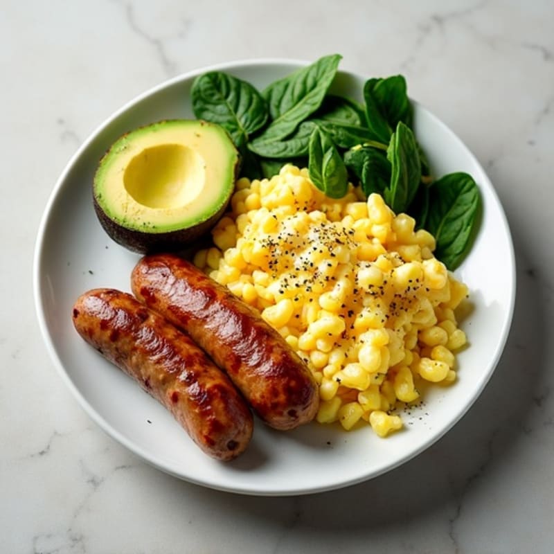 Egg White Scramble with Turkey Sausage and Spinach