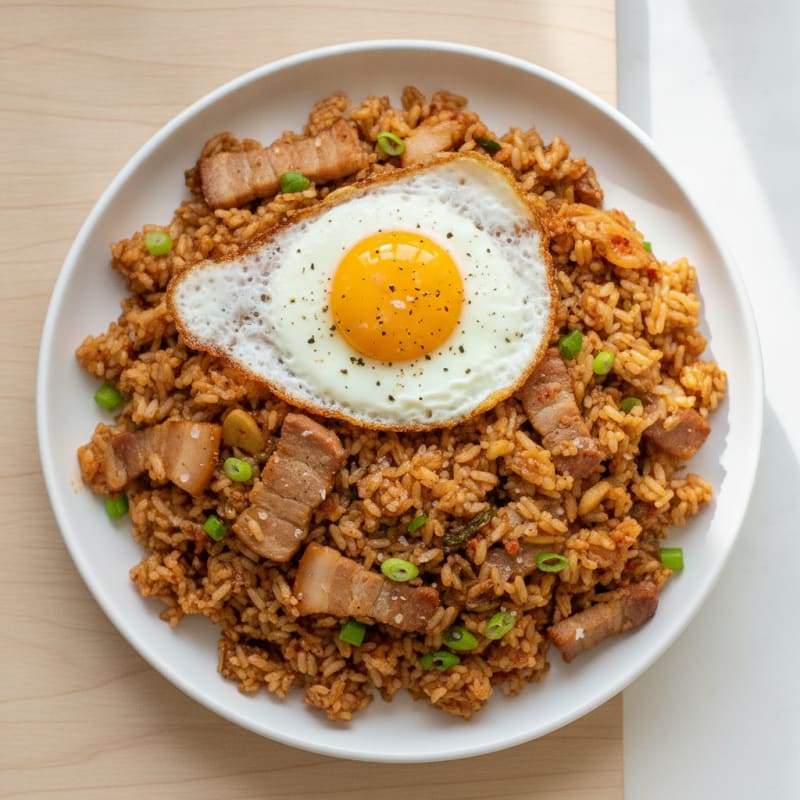 Kimchi Fried Rice with Pork Belly