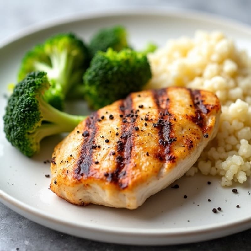 Grilled Chicken Breast with Broccoli and Cauliflower Rice