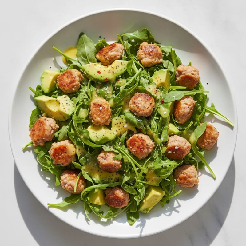Arugula Sausage Avocado Lemon Salad
