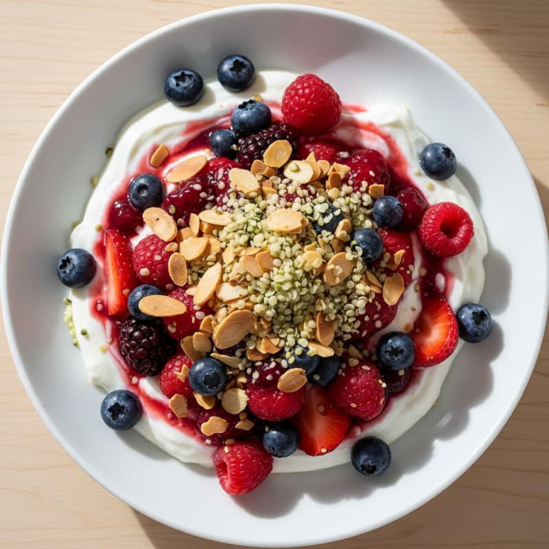 Greek Yogurt Protein Parfait with Mixed Berries