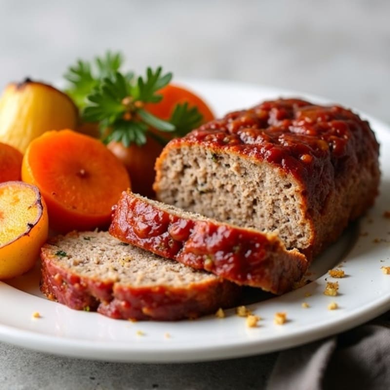 Lean Ground Beef Meatloaf with Roasted Root Vegetables