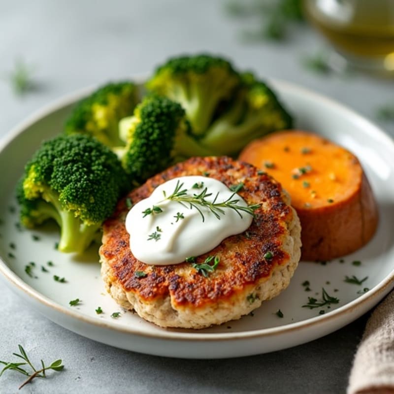 Herb-Seared Turkey Patties with Roasted Broccoli