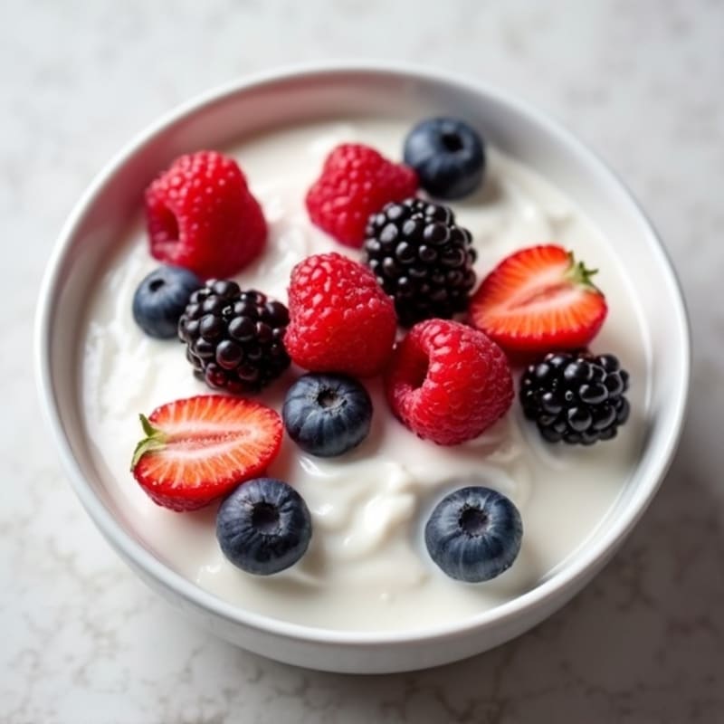 Silky Greek Yogurt with Protein Powder and Fresh Berries