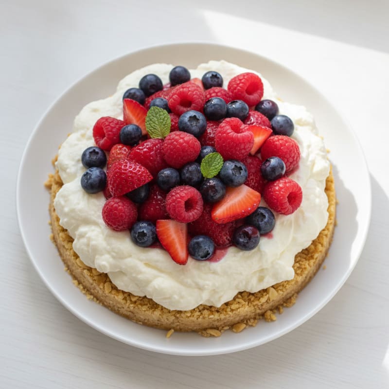 Silky Greek Yogurt Protein Cheesecake with Fresh Berries