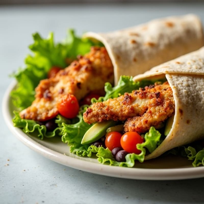 Crispy Chicken and Black Bean Tortilla Wraps