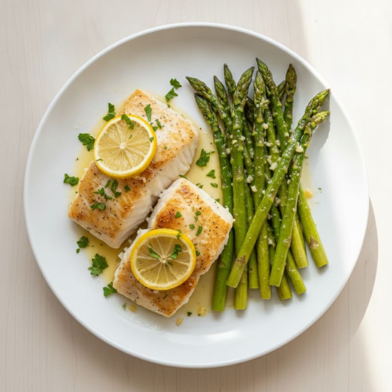 Lemon Herb Baked Cod with Roasted Asparagus