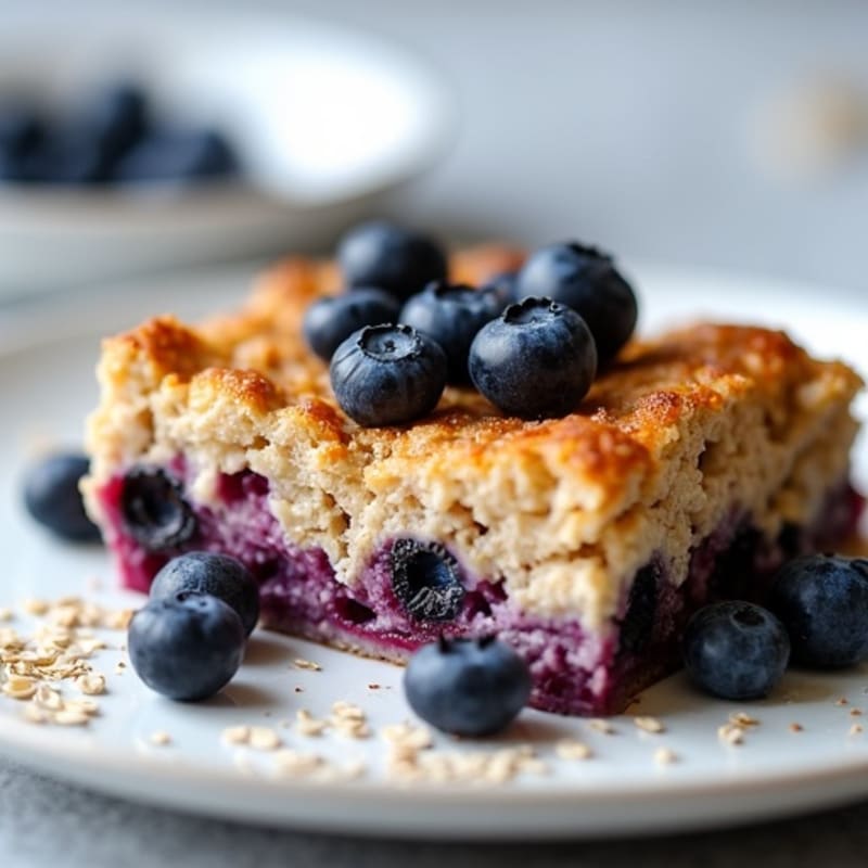 Creamy Blueberry Protein Oatmeal Bake
