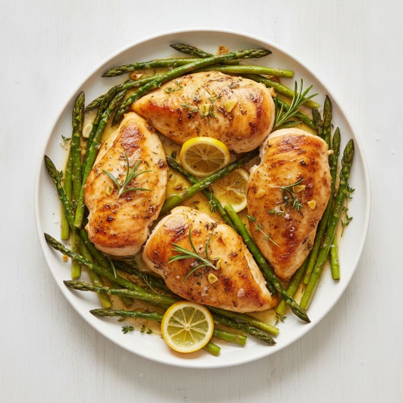 Lemon Herb Roasted Chicken and Asparagus