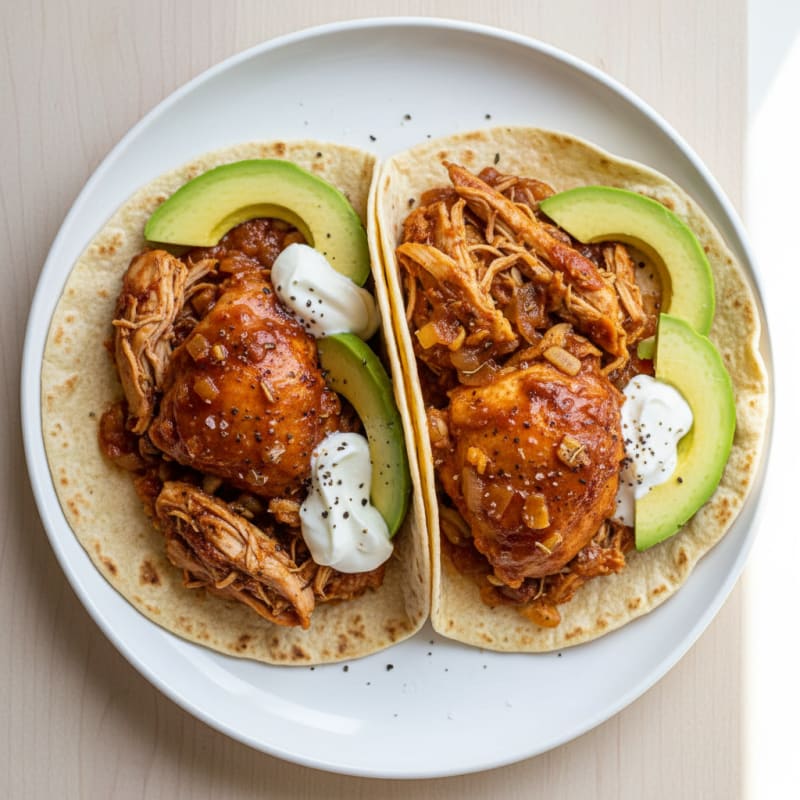 Slow Cooker Savory Chicken Thighs with Low Carb Tortillas