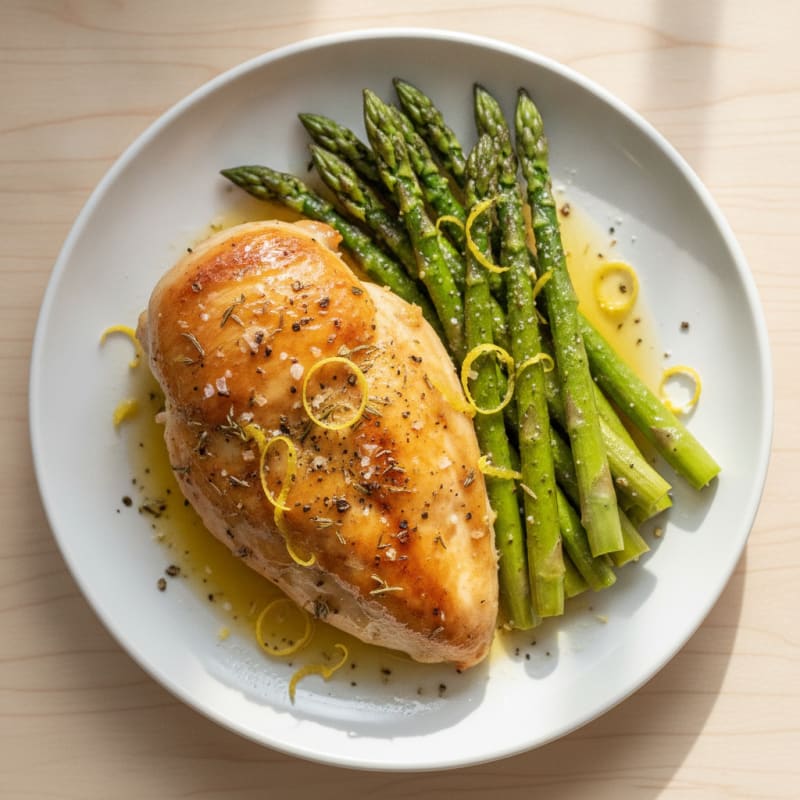 Lemon Herb Roasted Chicken with Asparagus