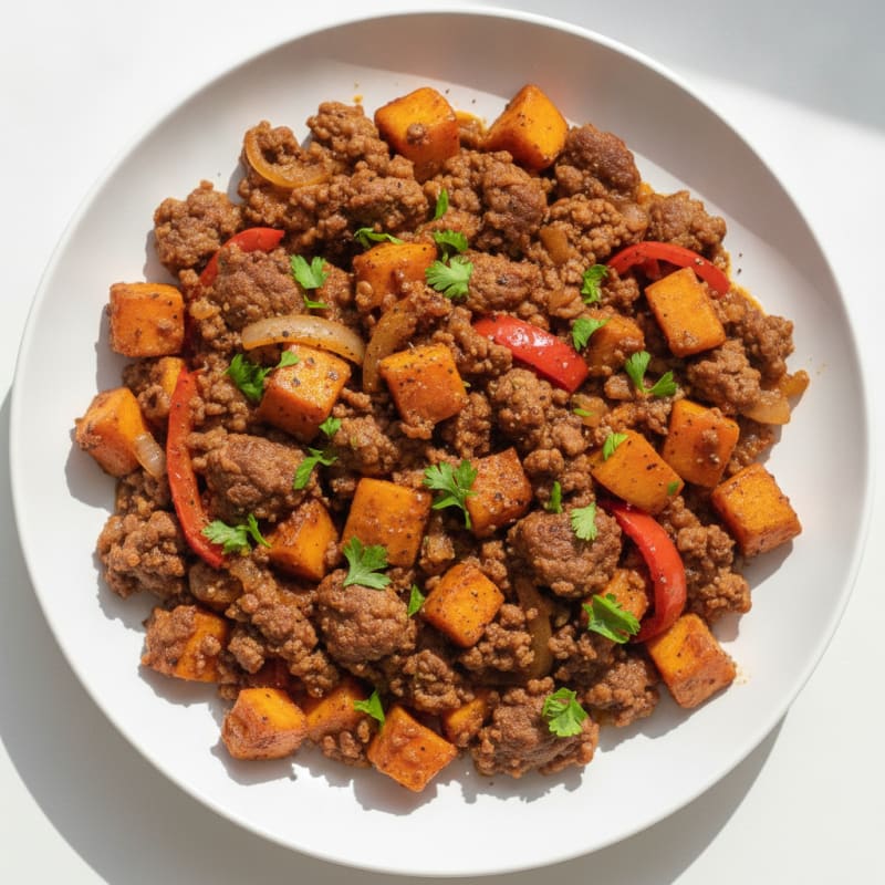 Ground Beef and Sweet Potato Skillet