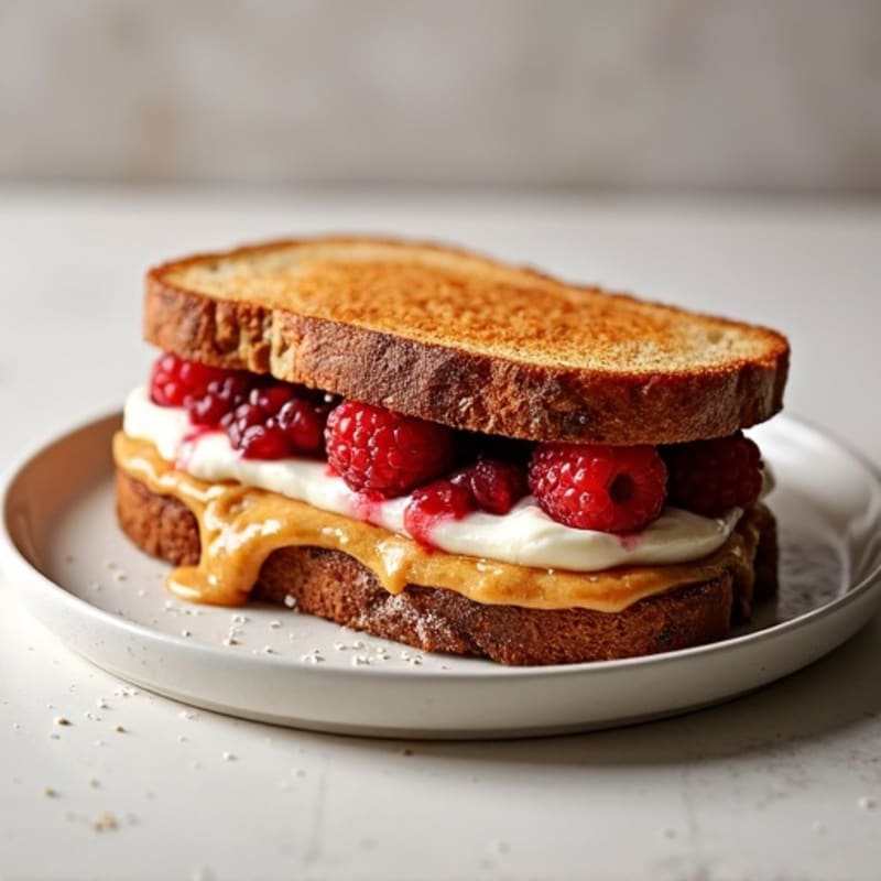Crispy Air-Fried Almond Butter & Berry Sandwich