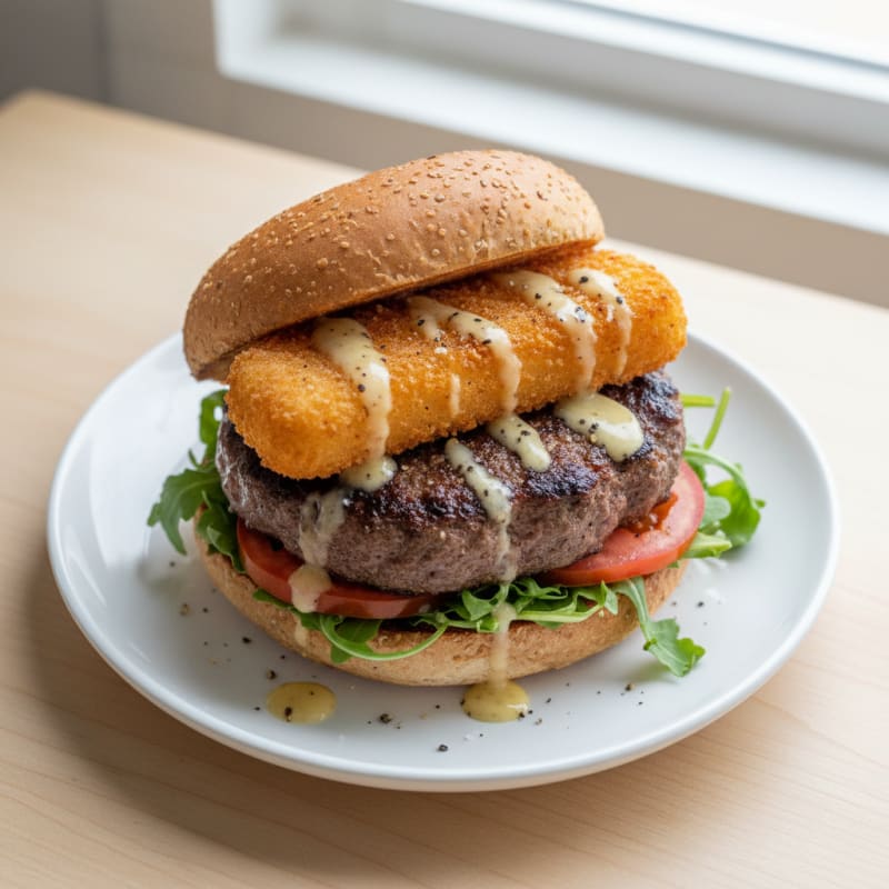 Crispy Mozzarella Stick Burger
