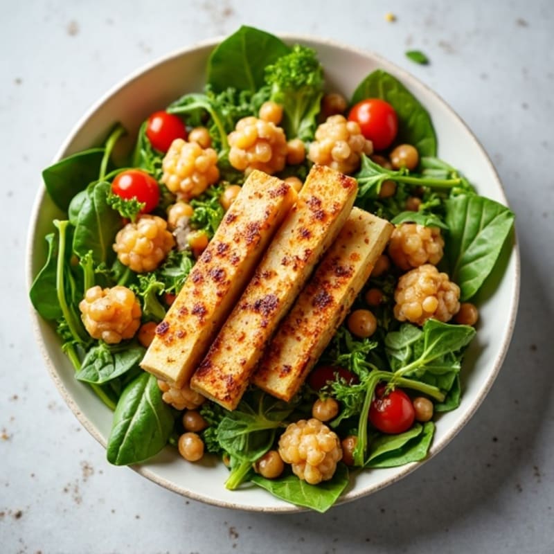 Crispy Lentil and Edamame Power Salad with Tahini Dressing