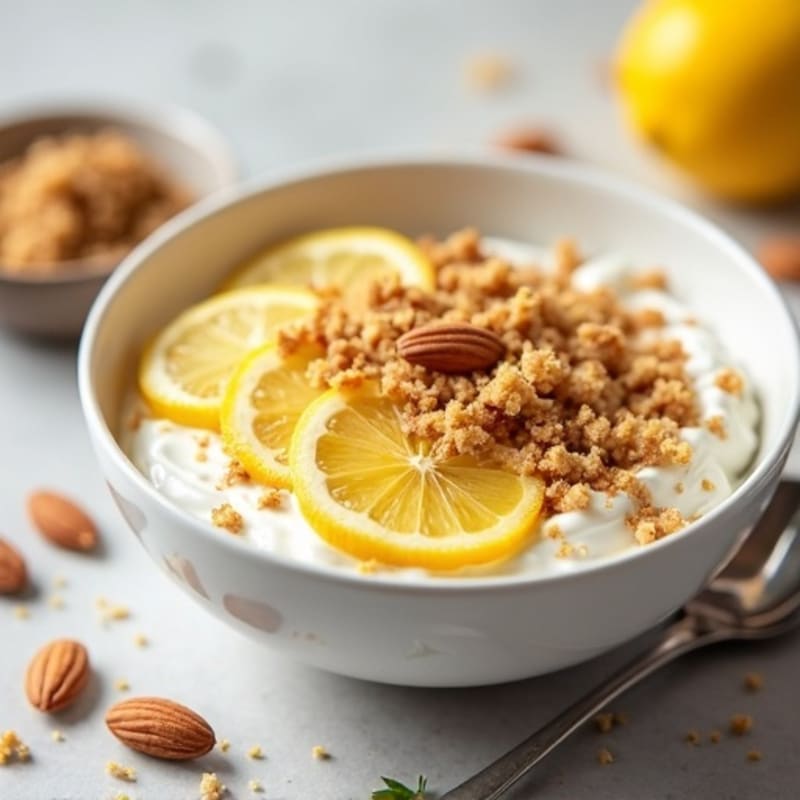 Creamy Lemon Vanilla Protein Bowl with Toasted Almond Crumble