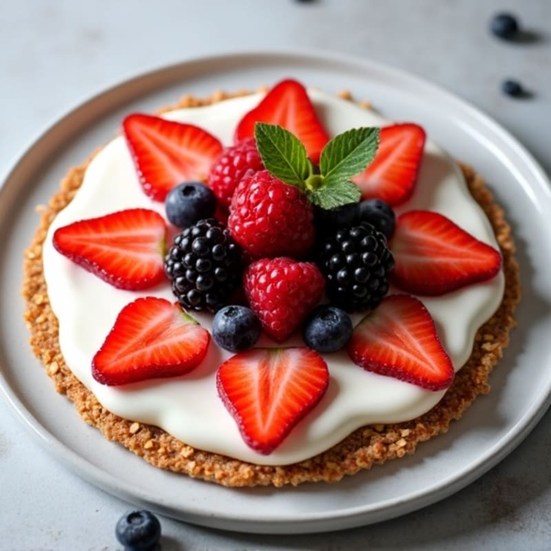 High-Protein Greek Yogurt Pizza with Mixed Berries