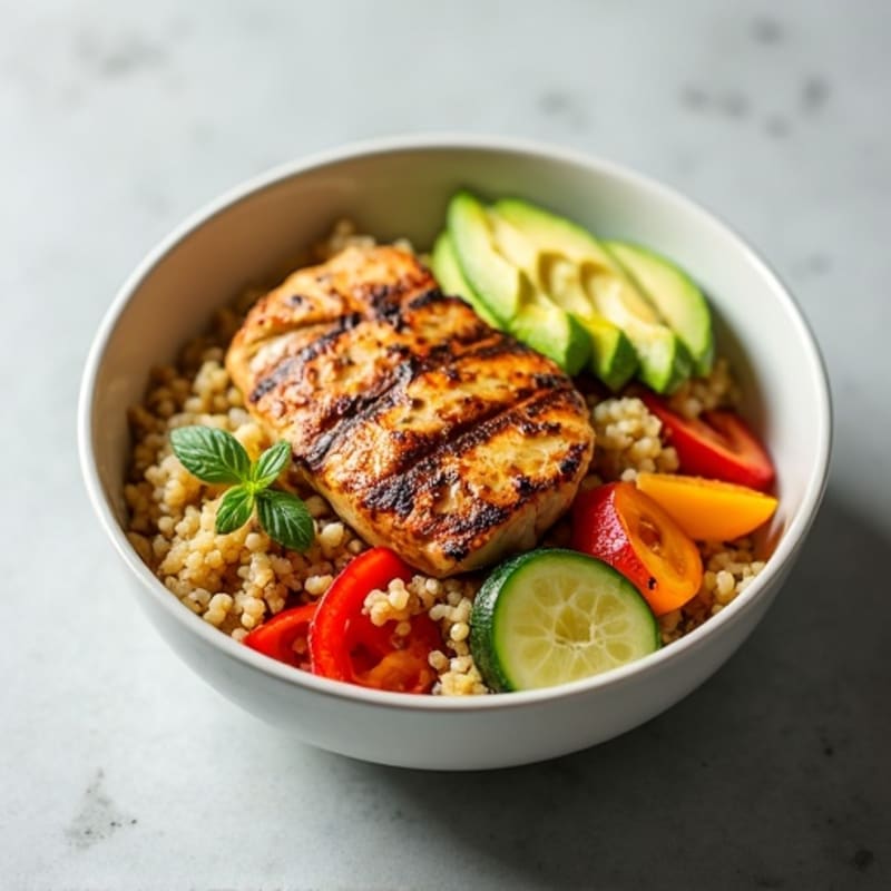 Grilled Chicken and Quinoa Bowl with Roasted Vegetables