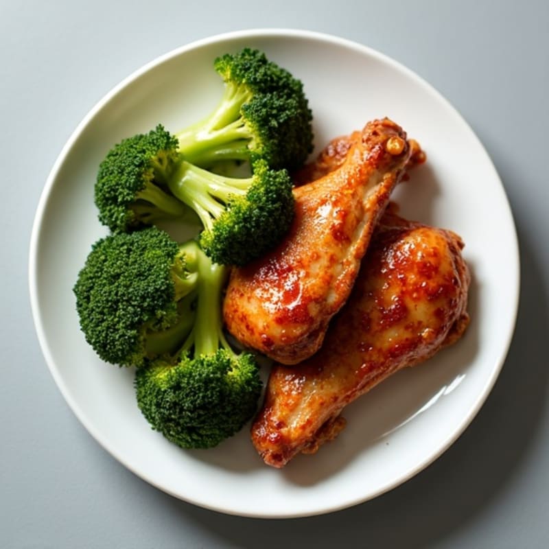 Crispy Baked Honey Garlic Chicken Wings with Roasted Broccoli