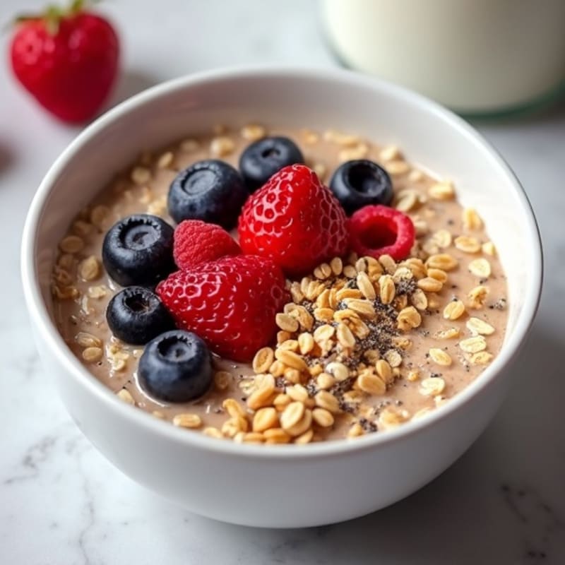 Creamy Berry-Vanilla Protein Oatmeal Bowl